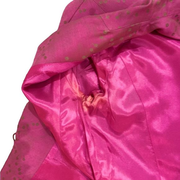 Vintage 1990’s Zion barbie pink print fitted lined blazer floral metal button 2 - Picture 12 of 14